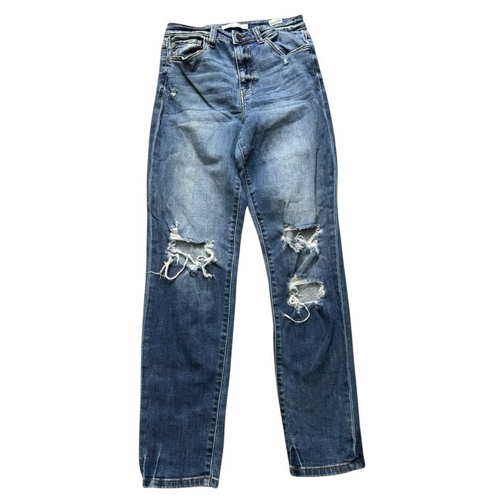 Willow & Root Women’s‎ Ultra High Rise Mom Jeans Size 27 Distressed Blue Denim